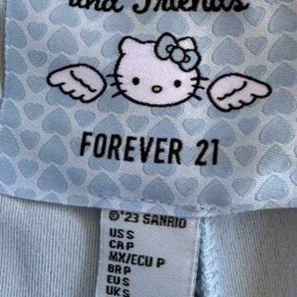 NEW! ANGEL HELLO KITTY FOREVER 21 Velvet Blue Sweatpants Size S DISCONTINUED Bow - Picture 7 of 12